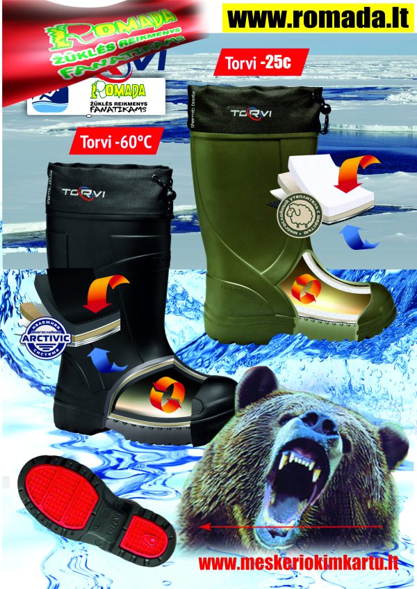 Žieminiai batai TORVI -25°C Neslystančiais padais Šilti ir Lengvi Botai Žvejybai ir Medžioklei