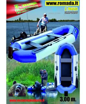 -42% Super Kaina 445eur PRIPUČIAMA VALTIS 3.00m  Dvivietė AQUA-STORM Dugnas Lentelėmis su Transu Varikliui  Svoris Tik 29kg