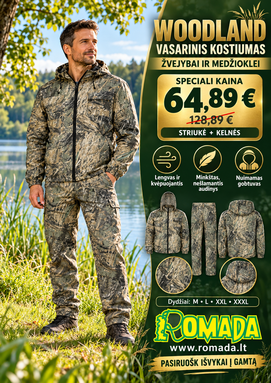 -50% Super kaina 64eur Kostiumas žvejo medžiotojo Woodland