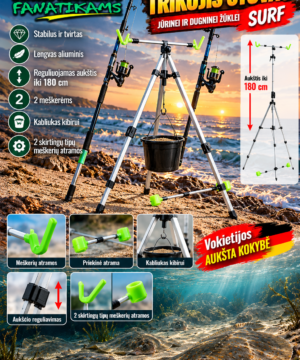 Stovas trikojis sulankstomas Aukštis 1.80cm Plekšnių žvejybai Surf Germany