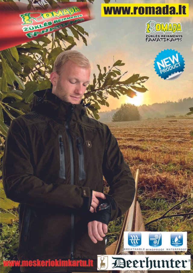 Striukė Žieminė Rudeninė Deerhunter Pro Light Medžioklinė Ruda Apranga Medžiotojui DEER-TEX® 100% atsparus vandeniui Lengva