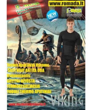 Apatiniai rūbai 2-Dalių Komplektas pagamintas iš specialaus tipo elastingo bei techninio audinio Žieminiai Thermo rūbai Spalva Juoda Ypač Šilti ir Lengvi Viking TERMOREGULIACIJA
