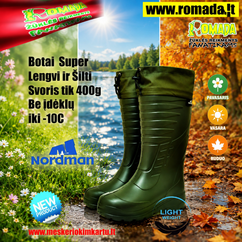 -52% Super Kaina 29eur Batai NEW Demisezoniniai Aukšti Botai NordMan Labai Lengvi tik 400g Iki -10C