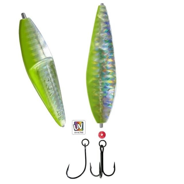 Vėjažuvių Siaubas Blizgė Salmon UV Rifliuota InLine 25g 9cm Blizgės tinka Vejažuvėms  Lašišoms  Šlakiams ir Lydekoms