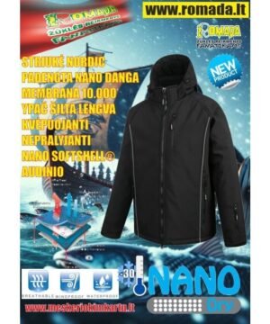 STRIUKĖ NORDIC PADENGTA NANO DANGA MEMBRANA 10.000  YPAČ ŠILTA  KVĖPUOJANTI Pagamintas  Iš specialaus  NANO SOFTSHELL®  AUDINIO