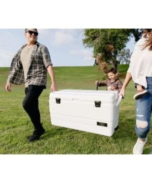 Komplektas Dėžė šaltkrepšis Igloo Marine Ultra 94 Cool Box Cooler Šaldytuvas Stalas Sėdynė Made in USA 88L +DOVANŲ 2 Thermo Bakai sėdynės po 11 Litrų