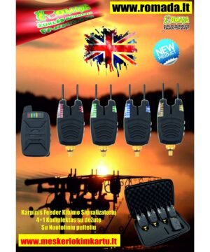 Elektroninių signalizatorių komplektas 4+1 su pulteliu +Dėžutė Karpių Feeder žvejybos kibimo indikatorių rinkinys LUX Best