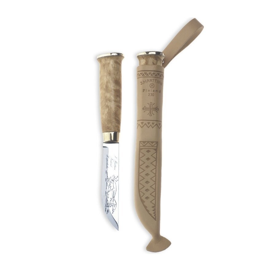 Peilis Medžioklinis Žvejybinis Marttiini Finland Original LAPP KNIFE 230 Geleštė ilgis 11cm+Odinė Makštis - Image 2