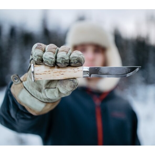 Peilis Medžioklinis Žvejybinis Marttiini Finland Original LAPP KNIFE 230 Geleštė ilgis 11cm+Odinė Makštis - Image 3