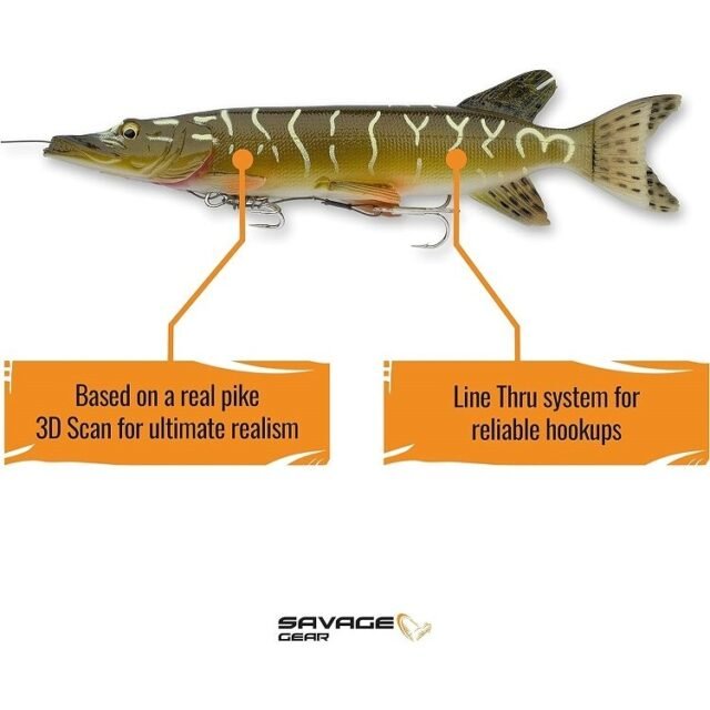 Guminukas Kvapnus Lydeka Savage Gear 3D Line Thru Pike - Image 2