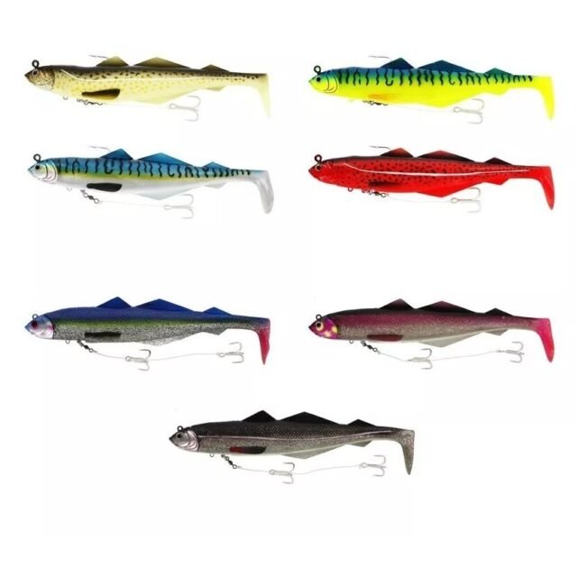 Jūrinis guminukas Big Bob 30cm 480g + sistema Halibutų Didelių Menkių Žvejybai Norvegijoje