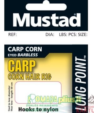 Kabliukai su pavadėliu Carp Corn Mustad Wychwood