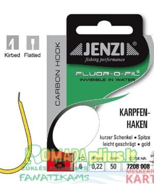 Kabliukai su pavadėliu Fluor Carbon Carp nr.8