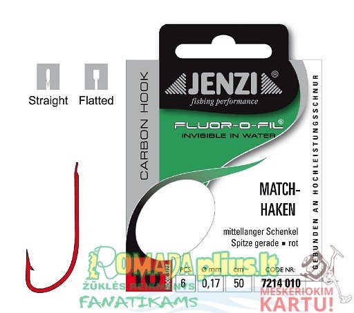 Kabliukai su pavadėliu Fluor Carbon Match