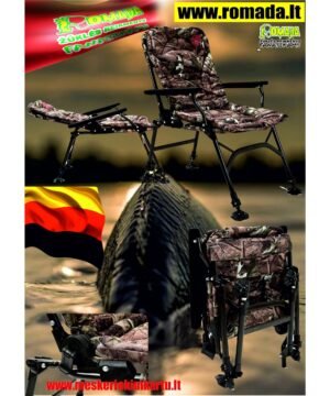 -26% Super Kaina 129eur Kėdė Žvejybai Karpinė Kamufliažinė su porankiais iki 140kg Vokiška Kokybė Galima Miegoti Relax