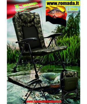 -30% Super Kaina 129eur Kėdė Žvejybai Poilsinė Lengva  Karpinė Kamufliažinė su porankiais iki 130kg Vokiška Kokybė