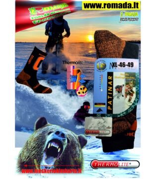 Kojinės Šiltos skirtos Ice-skate, Hockey, Ice Fishing, Hunting iš 70% Thermolite® medžiagos Dydis 42-45 iki-28C Greitai pašalina drėgmę, išlaikant jūsų kojas sausas ir šiltas