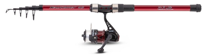 -20% Super Kaina 47eur Komplektas Spiningas Meškerė Tele+Ritė RED 2.4m 15-45g Setas