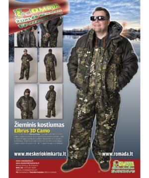 Kostiumas žieminis Medžioklinis Žvejybinis -45C Elbrus 3D Camo Nepralyjantis Kvepuojantis Nešlama ICE Fishing Hunting