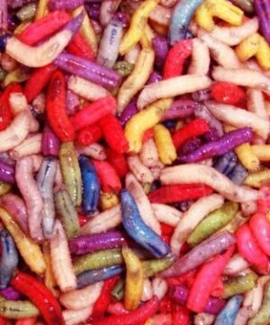 Musės lervos Spalvotos mažos Pinkiai MIX
