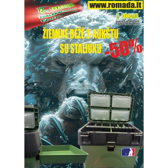-50% NUOLAIDA Žieminė dėžė 2-AUKŠTŲ SU STALIUKU ICE Fishing Box 490x260x390cm