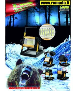 Nešiojamas Pakraunamas Prožektorius 36-Led ličio jonų baterijomis ir tinklo įkrovikliu Atsparus vandeniui