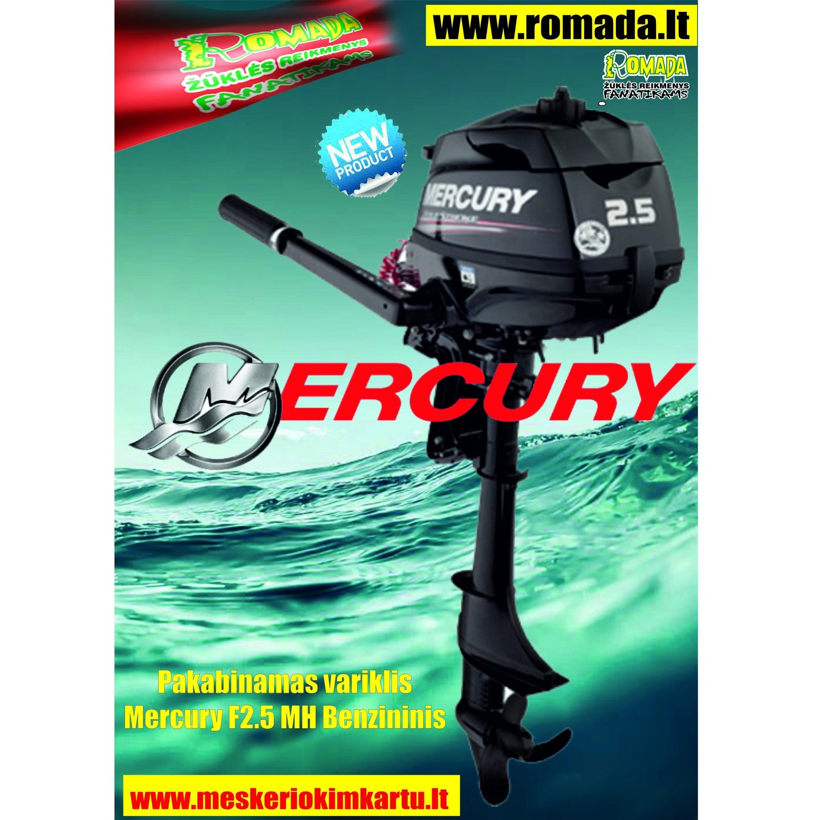 Super kaina 799eur Naujas Pakabinamas variklis Mercury F2.5 MH Benzininis Pagamintas Japonijoje