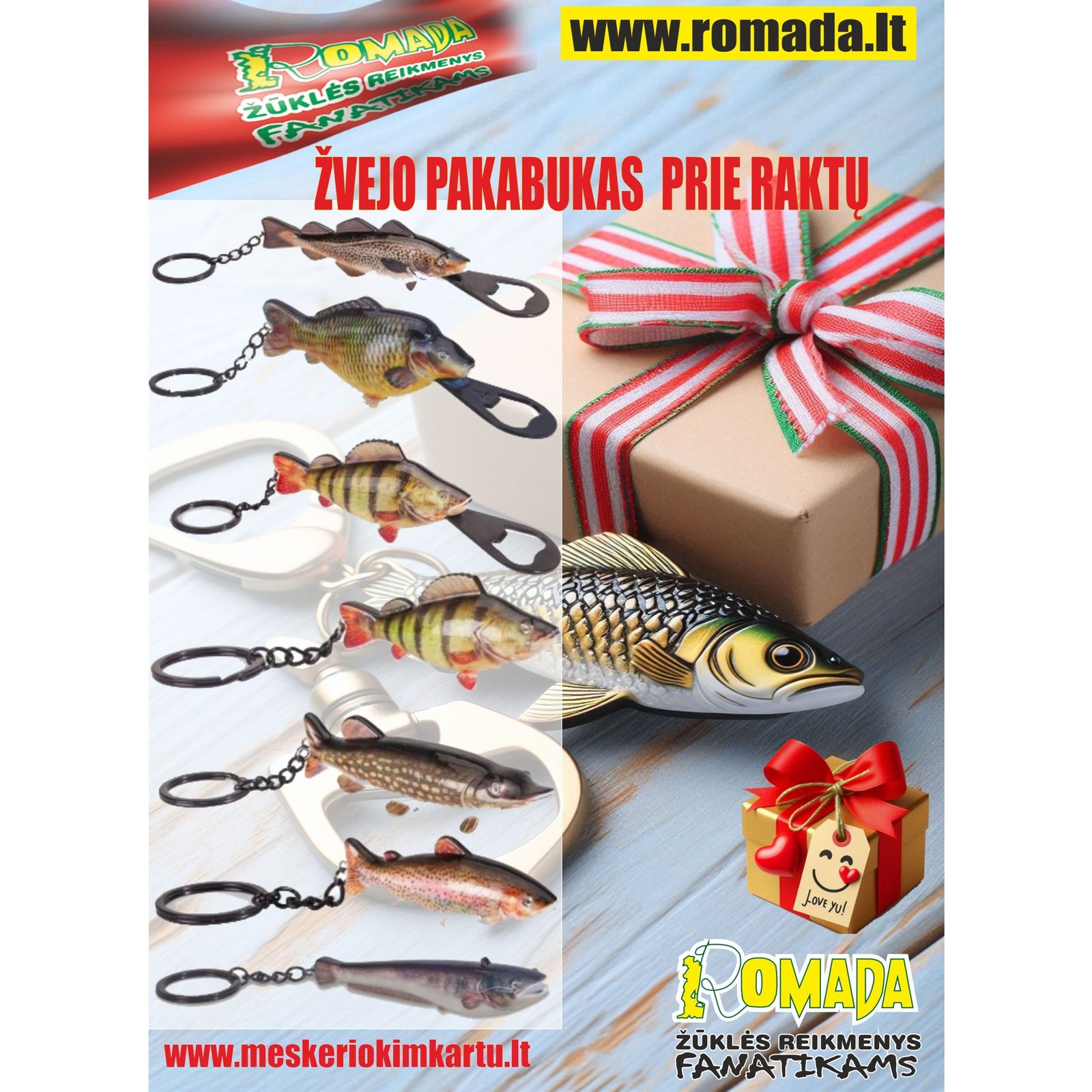 Super Kaina 12eur Pakabukas Prie Raktų Žuvis Lydeka Šamas Ešerys Upėtakis Menkė Karpis atidarytuvas alui Suvenyras Dovana Žvejui žūklės tema