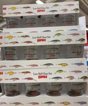 Rapala Puodelių Rinkinys Dovana Stiklinai 4 vienetai Supakuoti į Gražią Dėžutę Papuošta Vobleriais Rapala