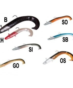 Jūrinis Smėlinio Ungurio imitacija Sand EEL Guminukas su galva Norvegijai Otų Halibutų Žvejybai Stambioms menkėms 150g / 400g