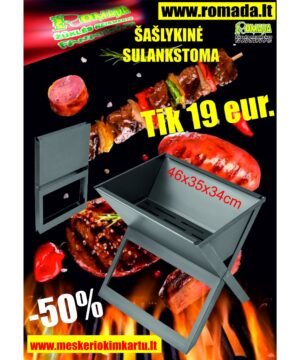 -50% Super Kaina 19eur Šašlykinė Plieninė Sulankstoma kelioninė  46x35x34cm Lengvai ir greitai surenkama yra būtinas daiktas kepti gamtoje mėsą žuvį ir daržoves Travel Grill BBQ