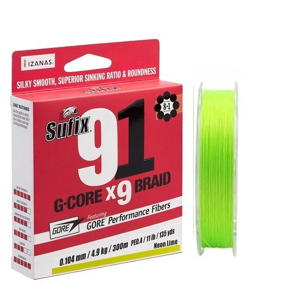 Valas pintas Sufix 91 BRAID NEON CHARTREUSE 300m
