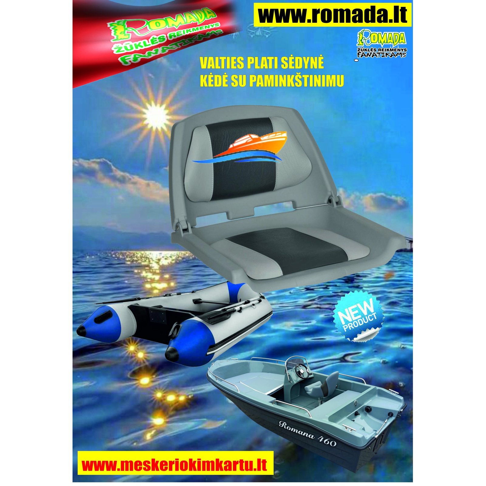 -25% Super Kaina 79eur Sėdynė valties kėdė Deluxe su paminkštinimu Ocean Australija Sidabrinė