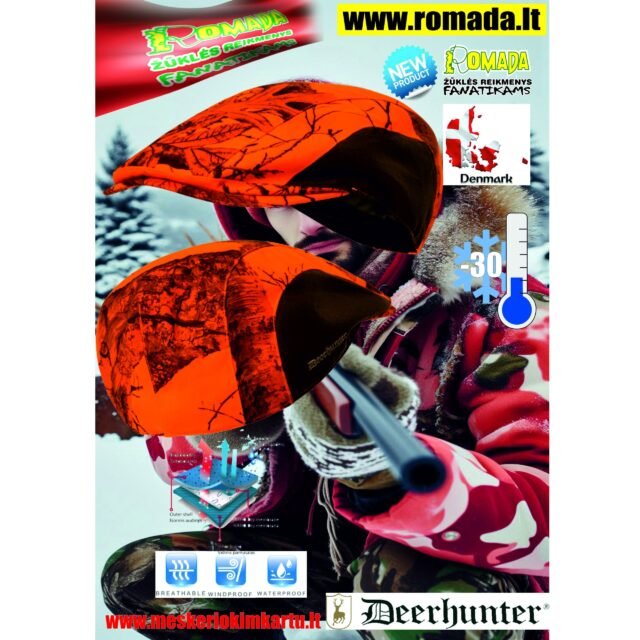Žieminė Kepurė su snapeliu Deerhunter medžioklinė signalinė kepurė Eagle RED Camo