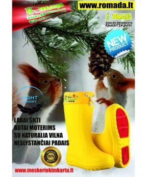 Žieminiai batai moteriški Yellow TORVI -40°C ONEGA Laibai Lengvi ir Šilti su Naturalia Vilna