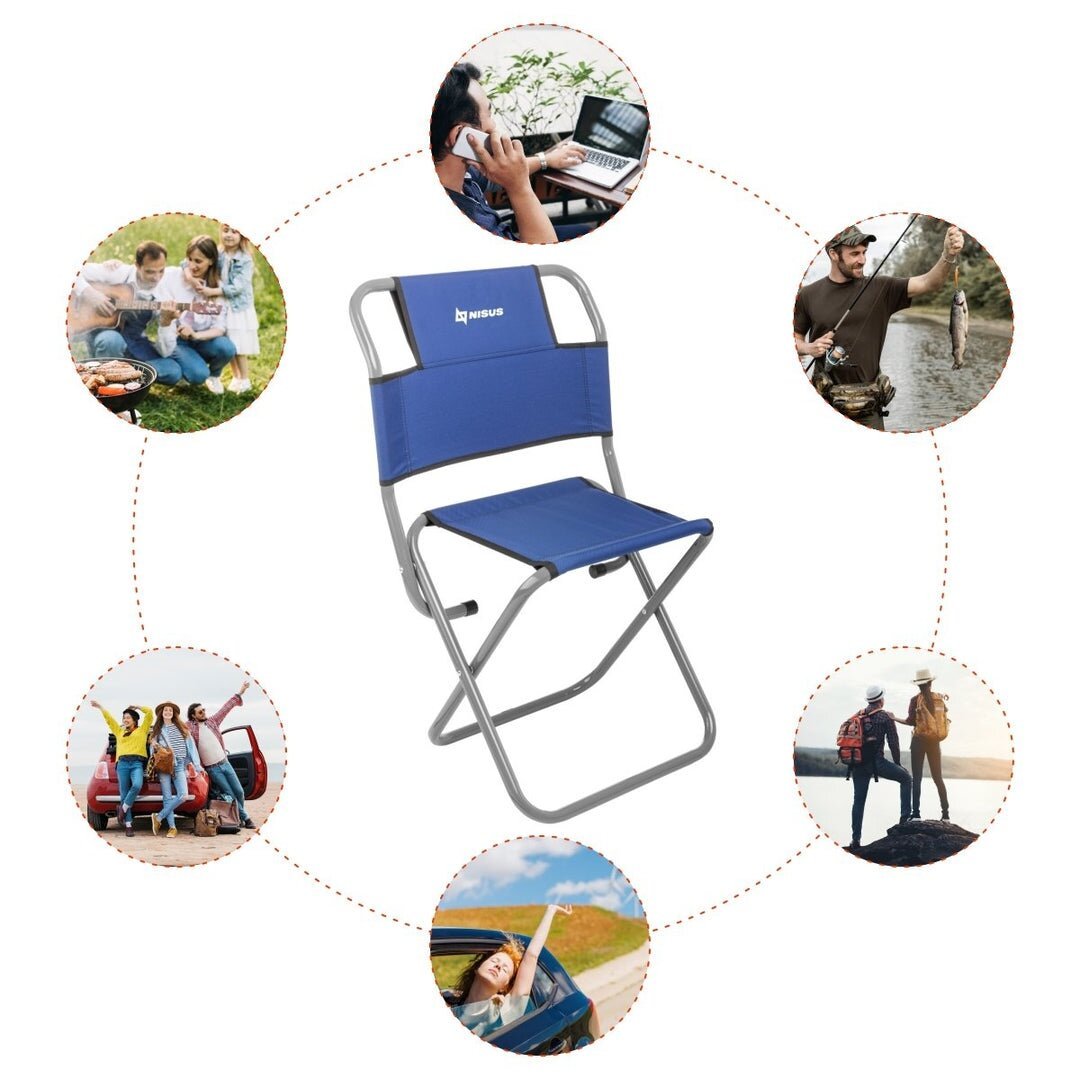 -21% Super Kaina 39eur Žvejybinė kėdė 120kg/130kg Mėlyna su atlošu Camping Chair - Image 6