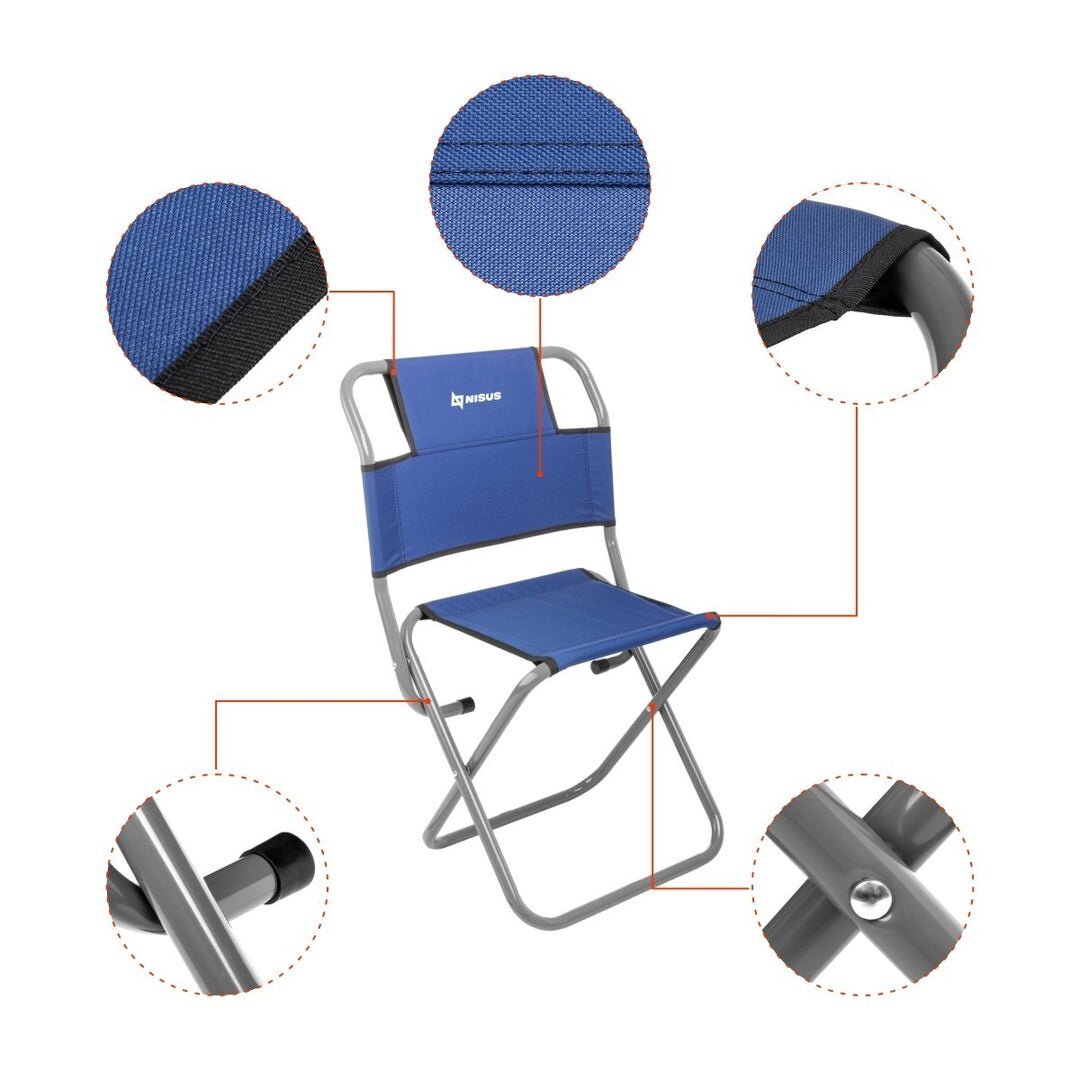 -21% Super Kaina 39eur Žvejybinė kėdė 120kg/130kg Mėlyna su atlošu Camping Chair - Image 5