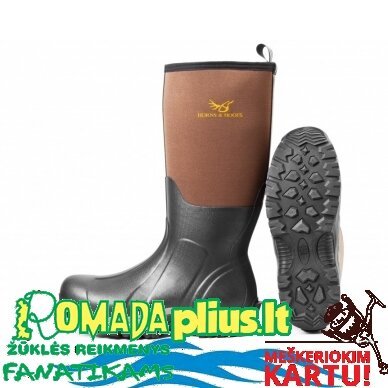 Žvejui Medžiotojui Botai Neopreniniai Su Profiliniu padu Šilti 6.50mm Neoprenas Rudi