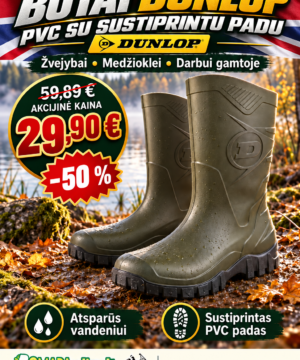 -50% Super Kaina 29eur  Botai DUNLOP PVC su sustiprintu padu