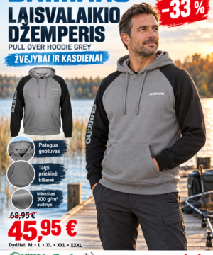 -33% Super Kaina 45eur Shimano Bliuzonas laisvalaikio Pull Over Hoodie Grey