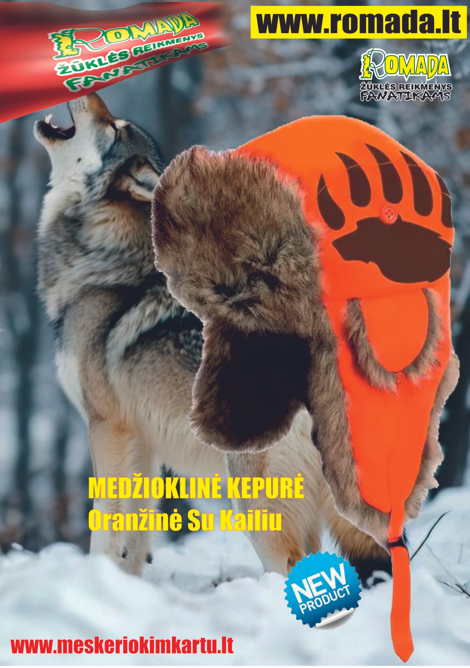 Medžioklinė Kepurė su Kailiu Orange Meškos Letena