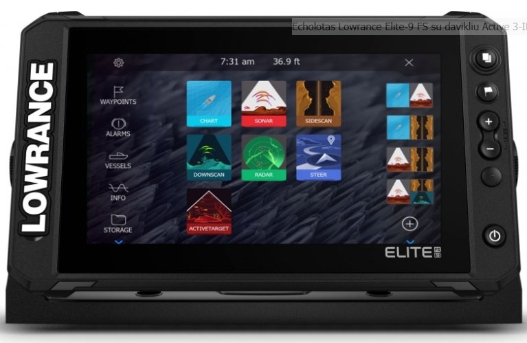 SUPER KAINA 1095eur Echolotas Lowrance Elite 9 FS su sonaru Active Scan Naujovė - Liečiamu Ekranu - Image 2