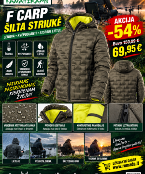 -54% Super Kaina 69eur Striukė Bubble F-CARP pašiltinta Lietui atspari Labai Lengva