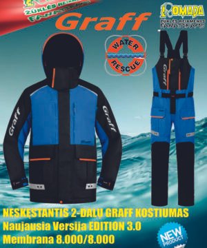 -28% Super Kaina 449eur Kostiumas Žieminis Neskęstantis Naujausia (3.0 Versija) EDITION GRAFF FLOAT GUARD NESKĘSTANTIS 2 DALIŲ KOSTIUMAS WARM GUARD Norvegijai ir ant Ledo juodai mėlynas