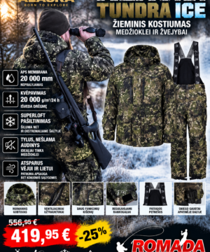 Super Kaina 419eur Kostiumas ALASKA Tundra ICE APS® Membrana 20.000/20.000 Nepralyjamas Kvėpuojantis Nešlama