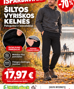 -70% Super Kaina 17eur Kelnės Sportinės Vyriškos Šiltos Fleece Pamušalas