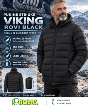 Striukė Su Tikrais Pūkais Lengva ir Šilta VIKING Rovi Black XL ir XXL