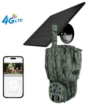 Super kaina 188eur Stebėjimo kamera HUNTERA LiveCam 4.0 PTZ 360° su saulės baterija Medžioklėje Nepakeičiama ir Apsaugai