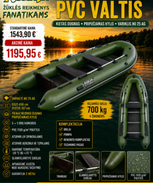 -23% Super Kaina 1195eur Valtis Pripučiama PVC AQUA-STORM 4.50m Kietas Dugnas Pripučiamas Kylis Žalia Variklis iki 25AG