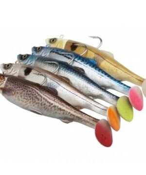 Guminukas jūrinis kvapnus 4D Herring Big Shad Savage Gear 25cm 300g UV 2vnt + Kevlarinis "stingeris" Menkių Halibitų Siaubas Norvegijoje